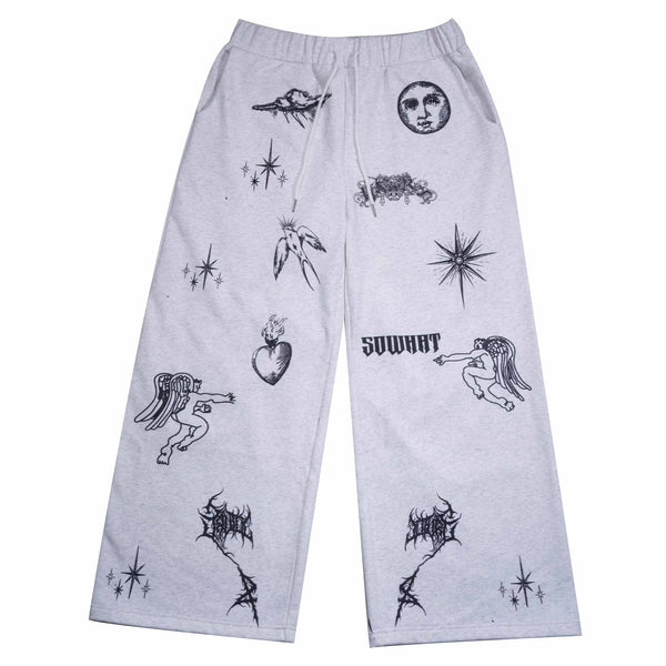 Full-frame digital printing large straight-leg sweatpants