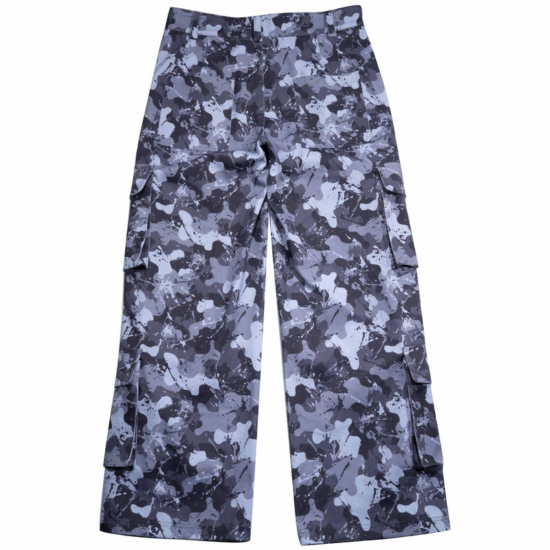 Straight wide-leg work pants with full-width digital printing
