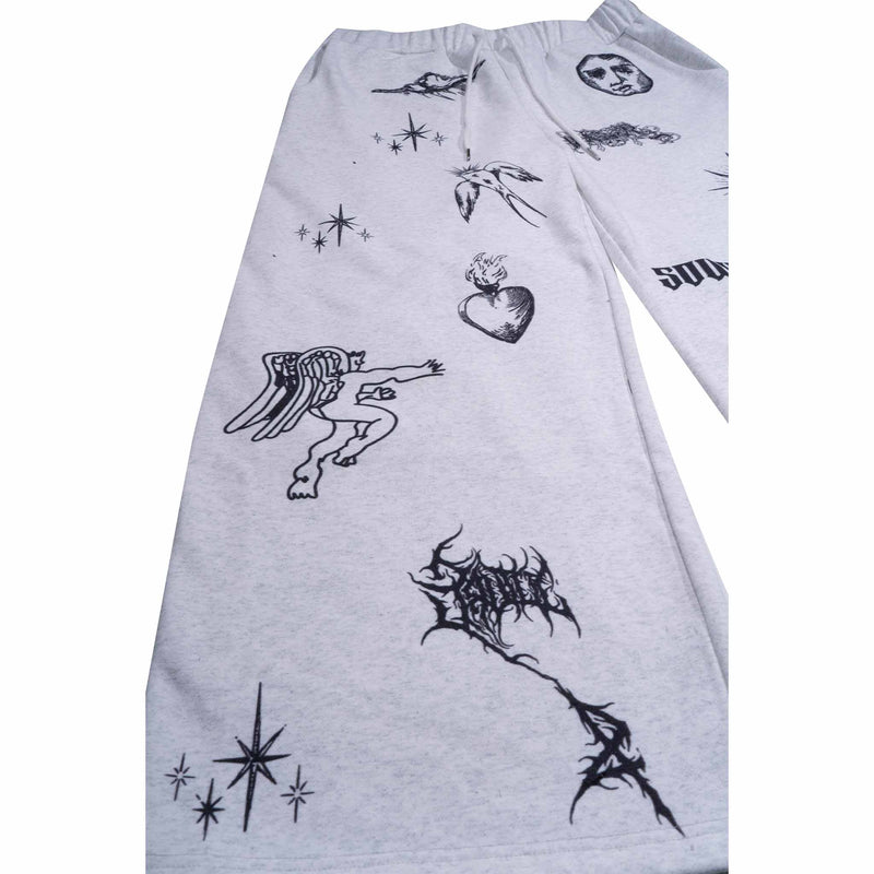 Full-frame digital printing large straight-leg sweatpants