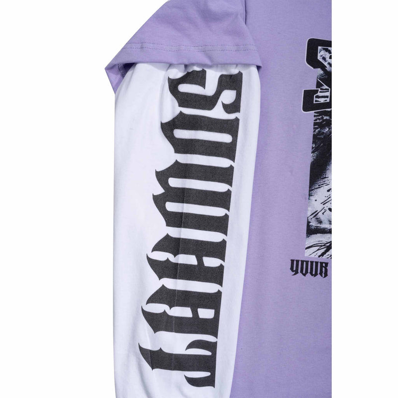 "Po Shi Zhi Ming" faux two-piece T-shirt