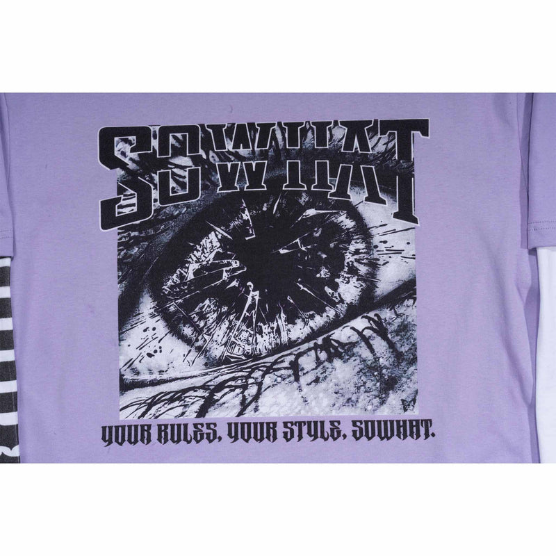 "Po Shi Zhi Ming" faux two-piece T-shirt