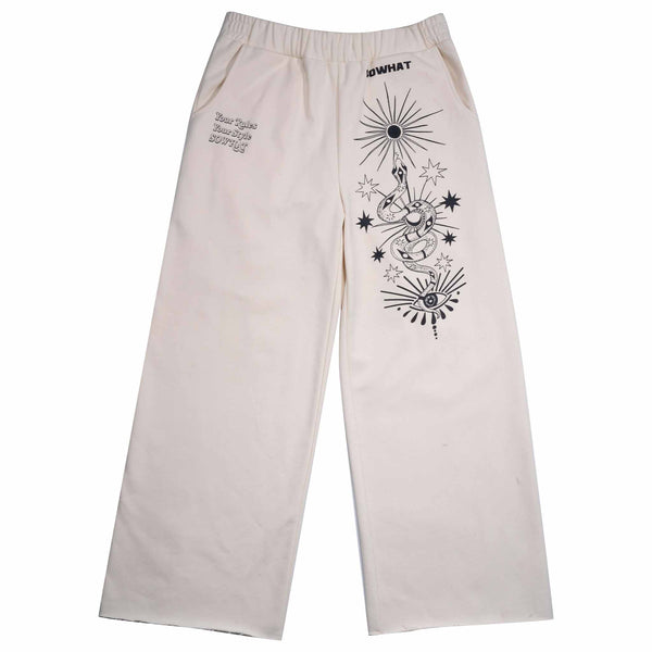 Straight wide-leg sweatpants with snake element