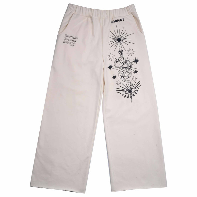 Straight wide-leg sweatpants with snake element
