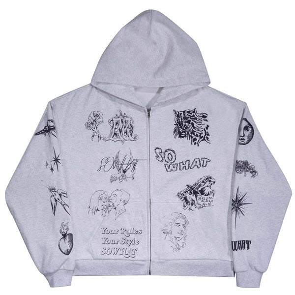 Full-frame positioned digital printed hooded sweatshirt
