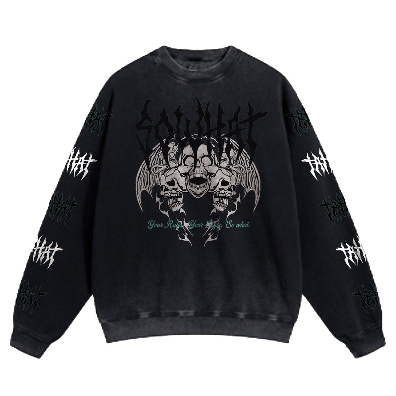 Washed crew neck sweatshirt