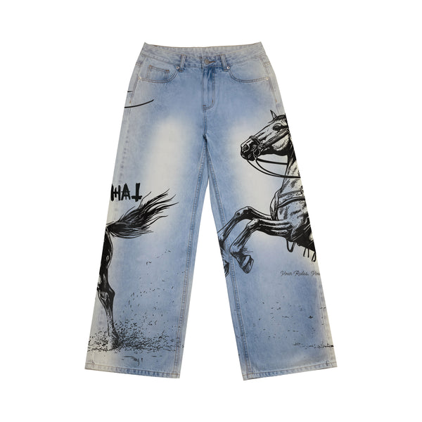 Big straight light blue jeans