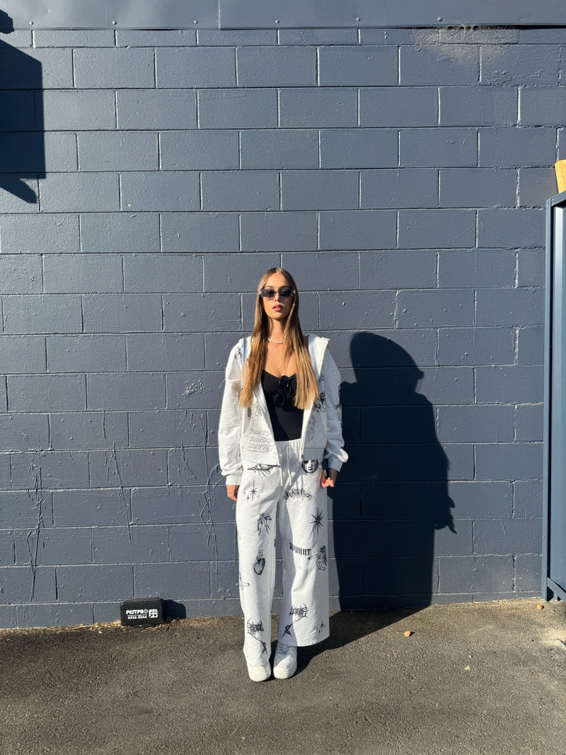 Full-frame digital printing large straight-leg sweatpants