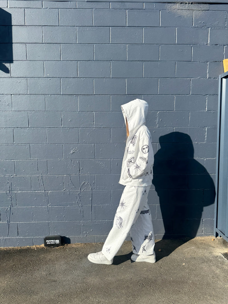 Full-frame digital printing large straight-leg sweatpants
