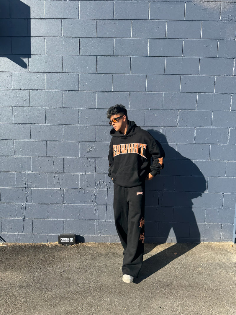 Patterned large straight tube sweatpants