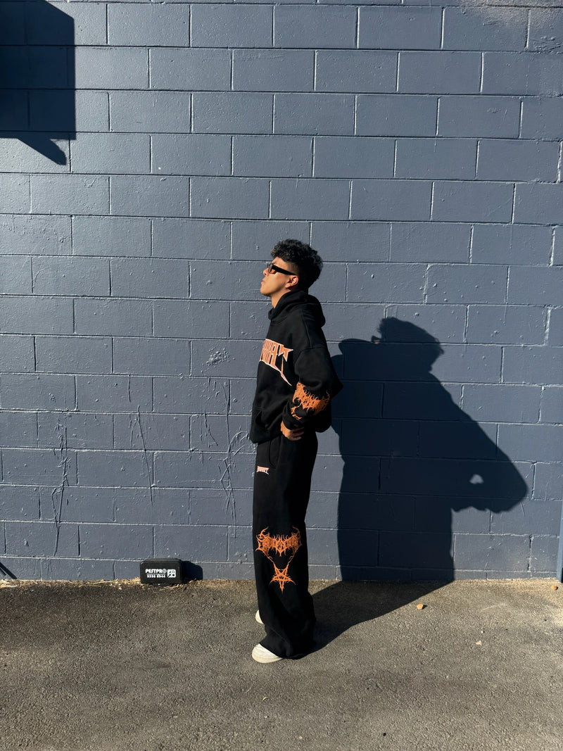Patterned large straight tube sweatpants